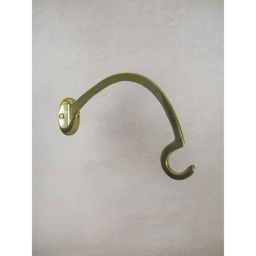 Vintage Curved Brass Wall Hook - Gold Brass Wall mounted coat hook - Picture 4 of 9